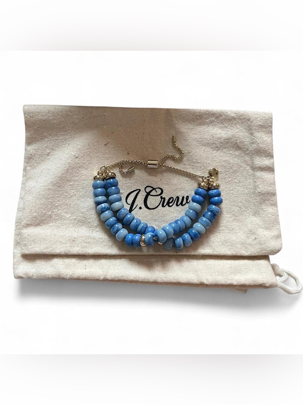 J. Crew Light and Medium Blue Beaded Slider Bracelet